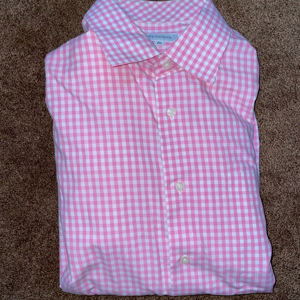 Casual Pink Gingham Button Down Shirt